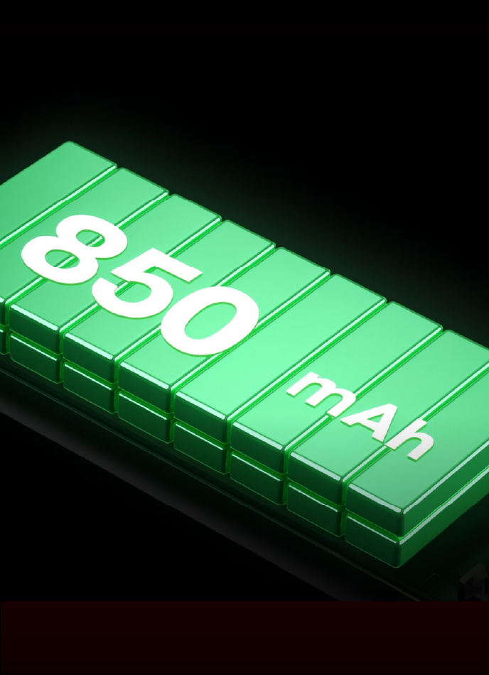 850mAh Battery & Fast Charging